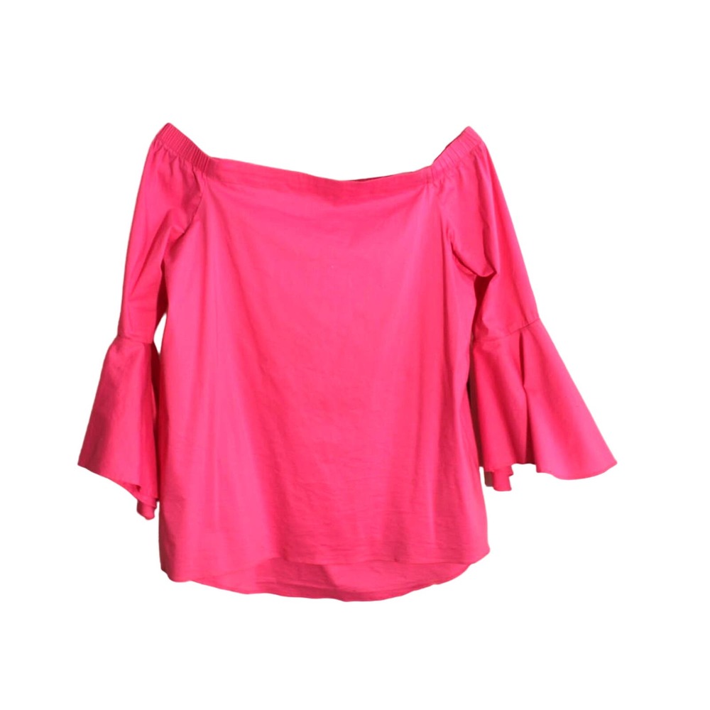 Gibson Latimer Hot Pink Trumpet Sleeve Off the Shoulder Blouse sz S